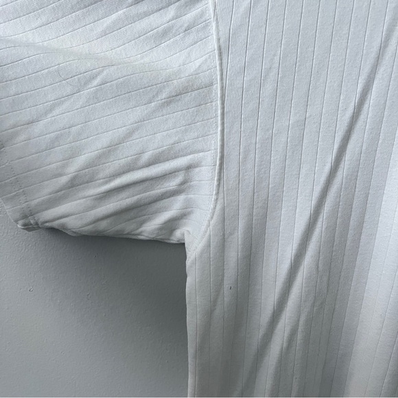 Rough Dress Plain White Ribbed Polo Shirt - Large - Picture 6 of 11